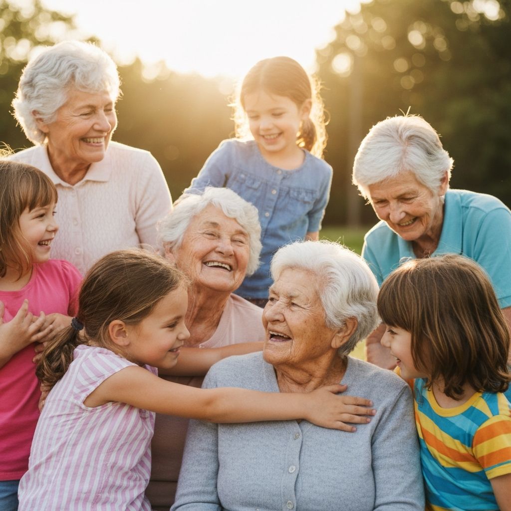 Children and elderly being cared for